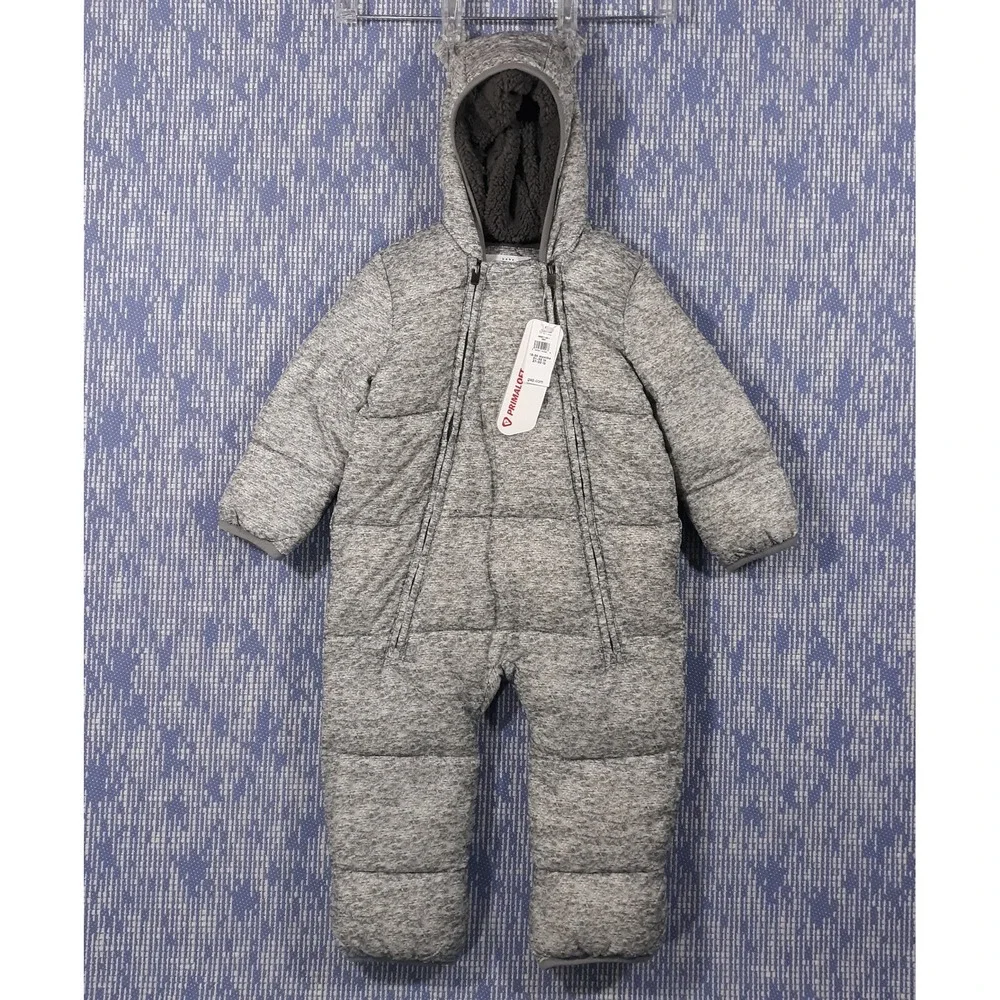 Baby GAP ColdControl Ultra Max Primaloft Hooded Bear Ear Snowsuit Gray 18-24M